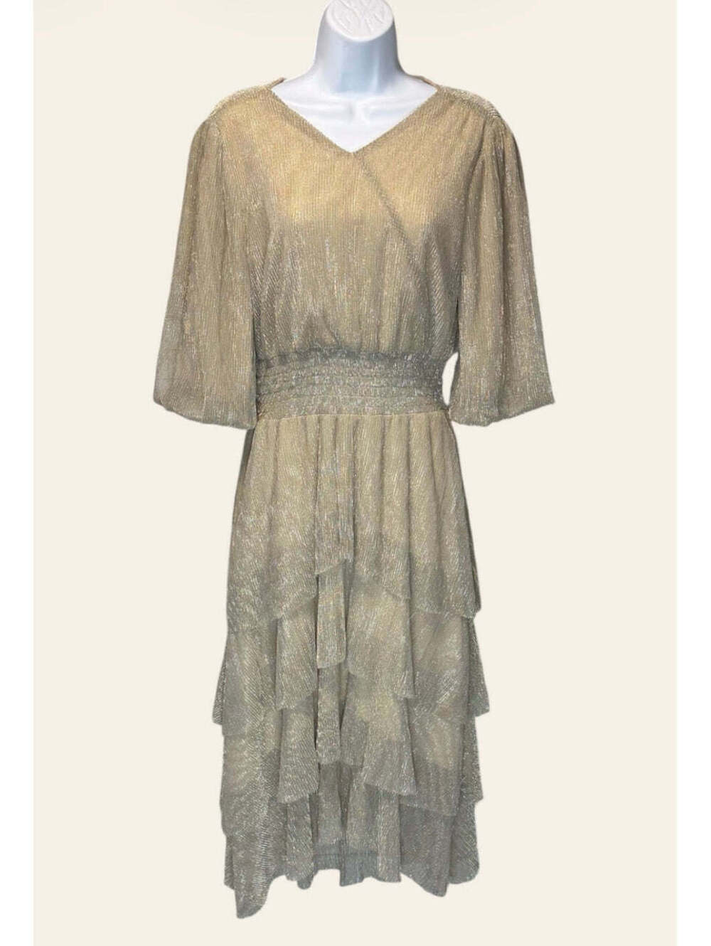 See Renee Tiered Champagne Dress